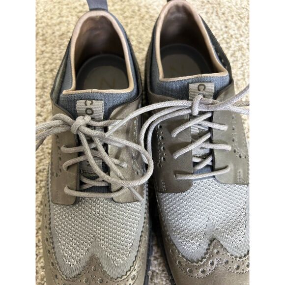 Cole Haan Zerogrand Wingtip Oxford Dress Shoes Ivory Barley Mens Size 9 - Picture 4 of 11